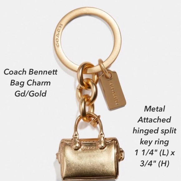 🔥👜Coach Rogue Gold Bag Keychain Charm Fob NWT! FIRM PRICE 🎁🔥🔥🔥 - Picture 6 of 6